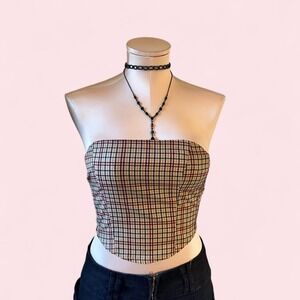 DIVIDED Cute brown and beige plaid tube top 🤎